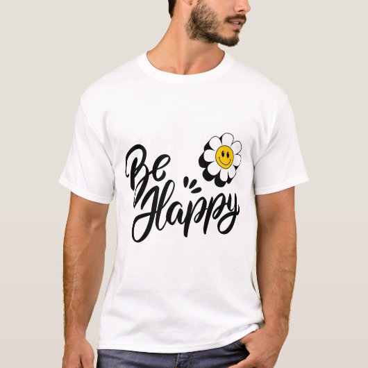 T-shirt Simple Happy Flower - Good Vibes Smile Design (Devant)