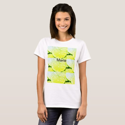 T-shirt Simple jaune citron vert ajouter nom minimum perso (Devant entier)
