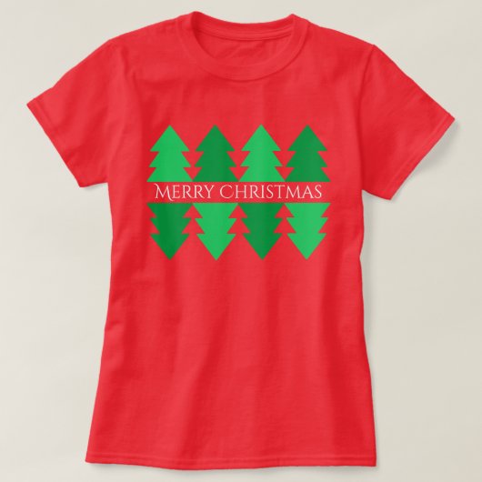 T-shirt Simple Joyeux Noël Green Tree Design Rouge (Design devant)