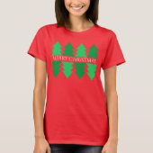 T-shirt Simple Joyeux Noël Green Tree Design Rouge (Devant)