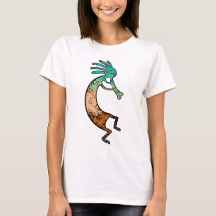 T-shirt Simple Kokopelli dessin en orange et bleu