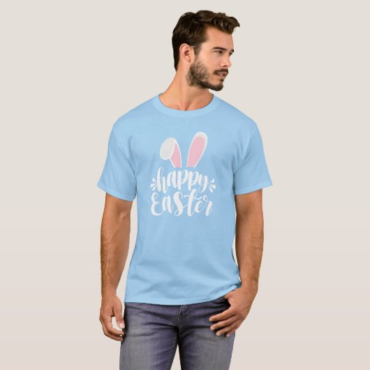 T-shirt Simple Lapin Mignon Oreilles Joyeuses Pâques | T-S (Devant entier)