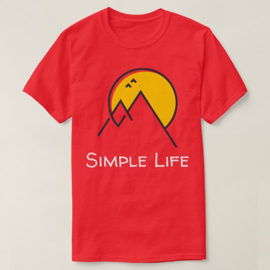 T-shirt Simple Life Mountains Soleil et oiseaux (Design devant)