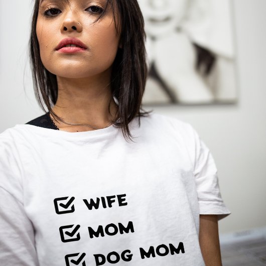T-shirt Simple mignonne Case à cocher Femme Maman Chien ma