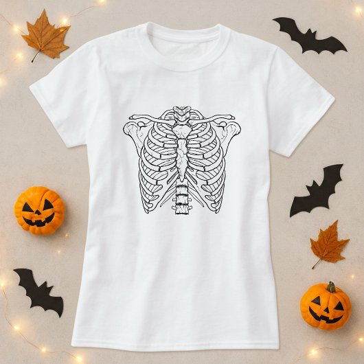 T-shirt Simple mignonne Skeleton Ribcage