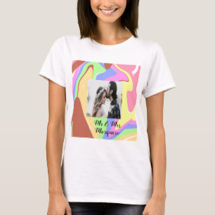 T-shirt simple minimal ajoutez votre nom photo rose bleu v