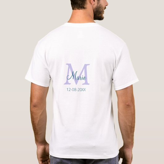 T-shirt simple minimum ajouter nom monogramme violet vert  (Dos)