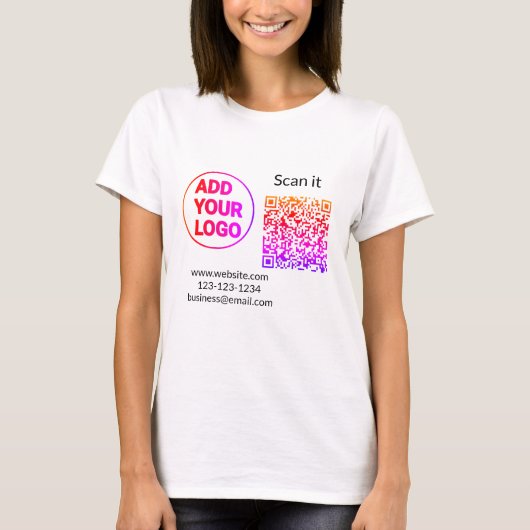T-shirt Simple minimum q r code ajouter logo code d'analys (Devant)