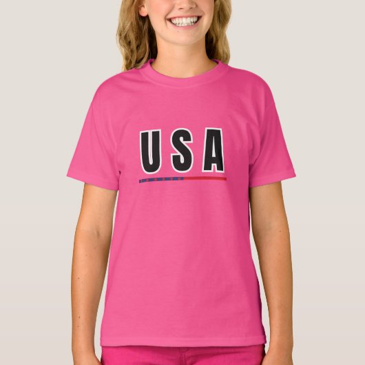 T-shirt Simple Modern USA Amérique Art Lettre drapeau Souv (Devant)