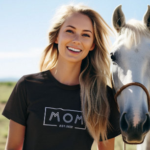 T-shirt Simple moderne cadre blanc-Maman Est. 2024