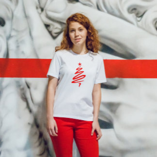 T-shirt Simple moderne Red Christmas Tree
