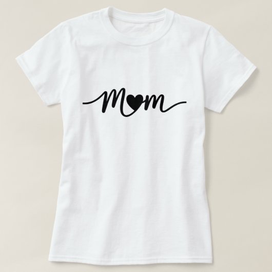 T-shirt Simple Mom Script Cœur (Design devant)