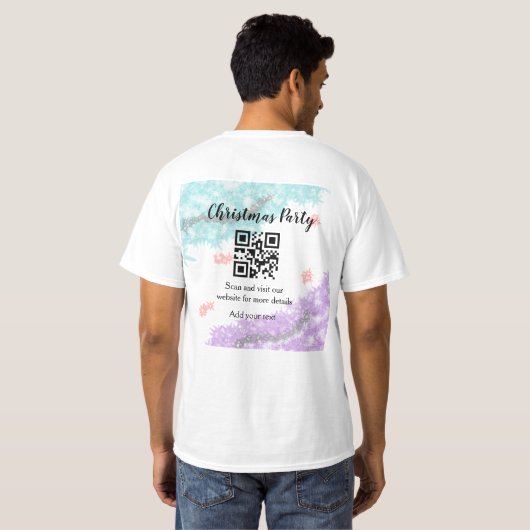 T-shirt Simple noël fête site code barre QR ajouter nom (Dos entier)