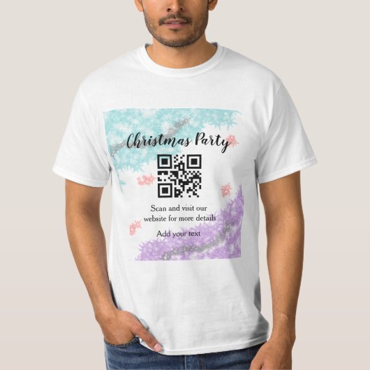 T-shirt Simple noël fête site code barre QR ajouter nom (Devant)