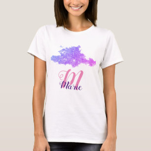 T-shirt simple personnalisé rose violet pétillant ajouter