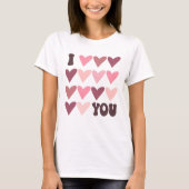 T-shirt Simple Retro Valentine's Day Hearts rose moderne (Devant)