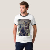 T-Shirt simple Ringer pour hommes, blanc/noir (Devant entier)