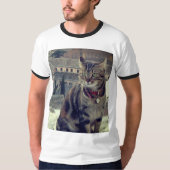 T-Shirt simple Ringer pour hommes, blanc/noir (Devant)