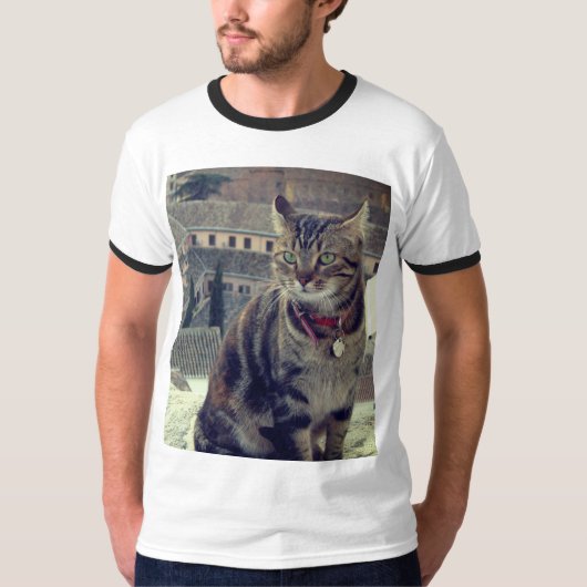 T-Shirt simple Ringer pour hommes, blanc/noir (Devant)