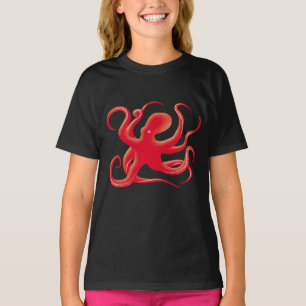 T-shirt Simple rouge vectoriel art octopus Silhouette