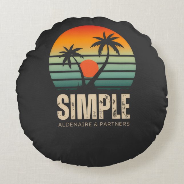 T-shirt Simple Sunset - Tropical vibes design Rond Kussen (Voorkant)