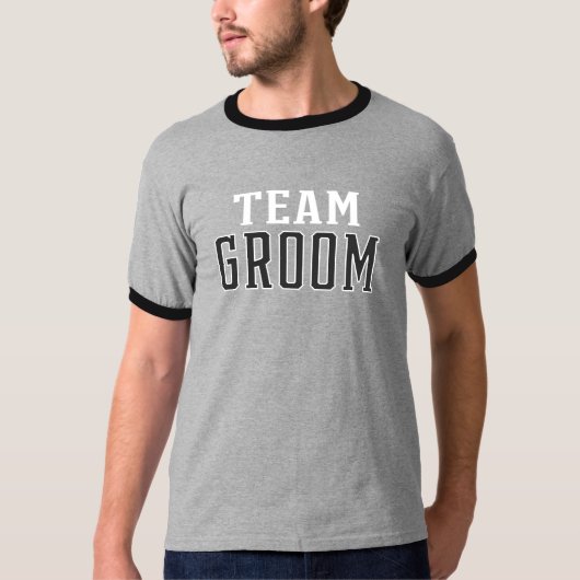 T-shirt Simple Team Groom Mariage Typographie Ringer Shirt (Devant)