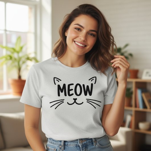 T-shirt Simplement Miaou Visage de Chat Mignon pour Félin