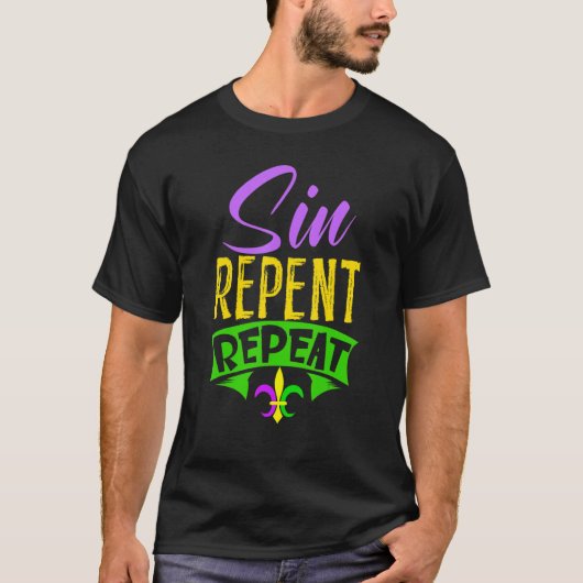 T-shirt Sin Repent Repeat Mardi Gras Carnival Shrove Tuesd (Devant)
