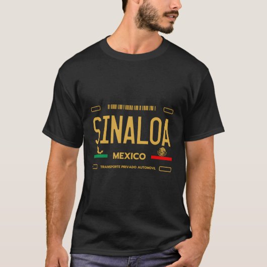 T-shirt Sinaloa Mexique Plaque de licence Esthétique Sinal (Devant)