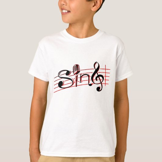 T-shirt Sing rétro kids white red black logo tee (Devant)