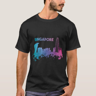 T-shirt Singapour Skyline Aquarelle Asie Souvenir asiatiqu