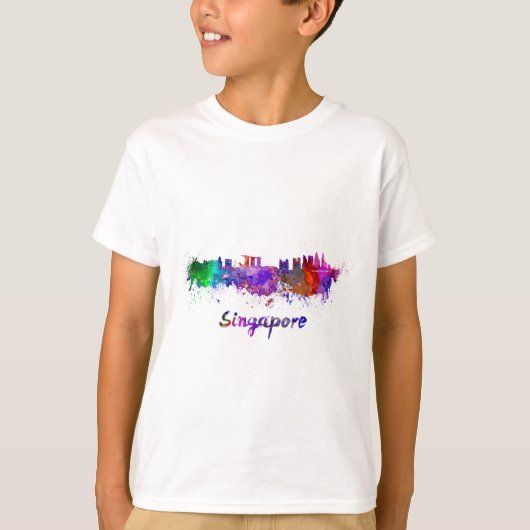 T-shirt Singapour skyline in watercolor (Devant)