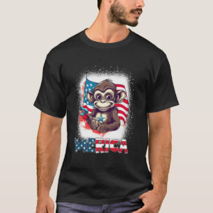 T-shirt Singe 4 juillet patriotique Merica drapeau USA
