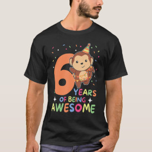 T-shirt Singe 6 Anniversaire Pour Enfants 6 Anniversaire S