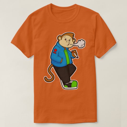 T-shirt Singe à fumer une cigarette (Design devant)