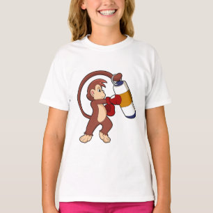 T-shirt Singe à la boxe avec sac de poinçonnage