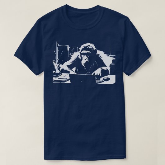 T-shirt singe à l'ordinateur 1 (Design devant)