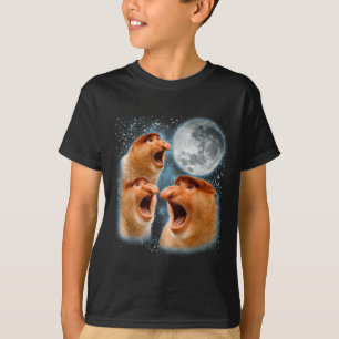 T-shirt singe à nez long amateur galaxie lune faune animal
