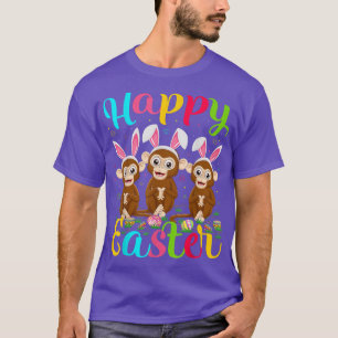 T-shirt Singe Amant Drôle Oeuf De Pâques Lapin Singe Joyeu