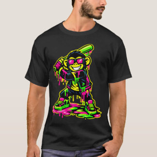 T-shirt Singe Animaux Drôles Baseball Drip Jeunesse Garçon