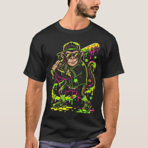 T-shirt Singe Animaux Drôles Baseball Drip Jeunesse Garçon