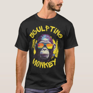 T-shirt Singe Artiste de Sculpture Pâte à Modeler Créative