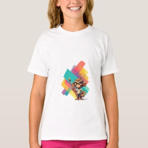T-shirt Singe artistique peintre avec coup de pinceau colo
