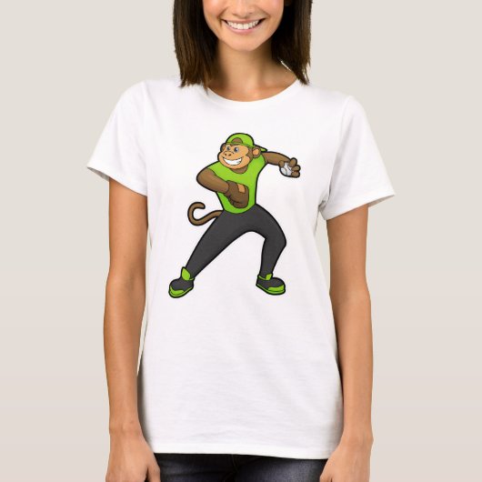T-shirt Singe au baseball avec batte de baseball (Devant)