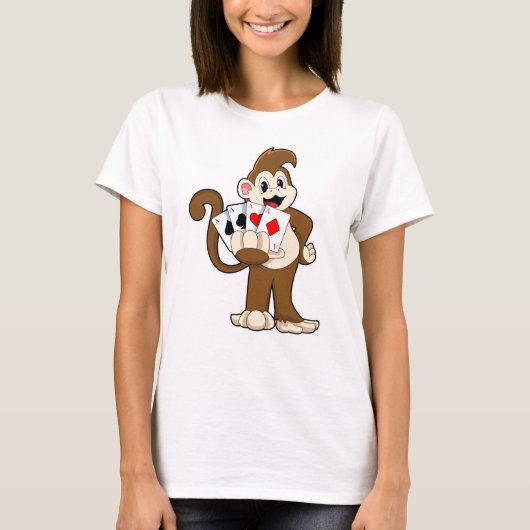 T-shirt Singe au Poker avec cartes de Poker (Devant)