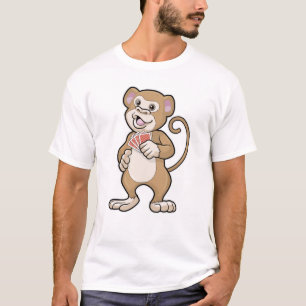 T-shirt Singe au Poker avec cartes de Poker