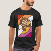 T-shirt Singe Avec Banana Pride Drapeau Lesbien Lgbtq Fièr (Devant)