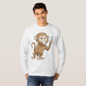 T-shirt Singe avec brosse à dents (Devant entier)