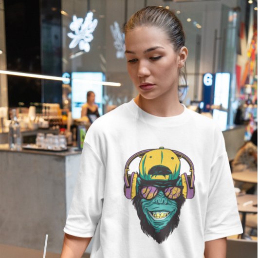 T-shirt Singe Avec Casque