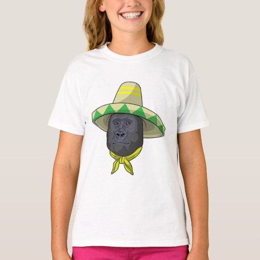 T-shirt Singe avec casquette de paille (Devant)